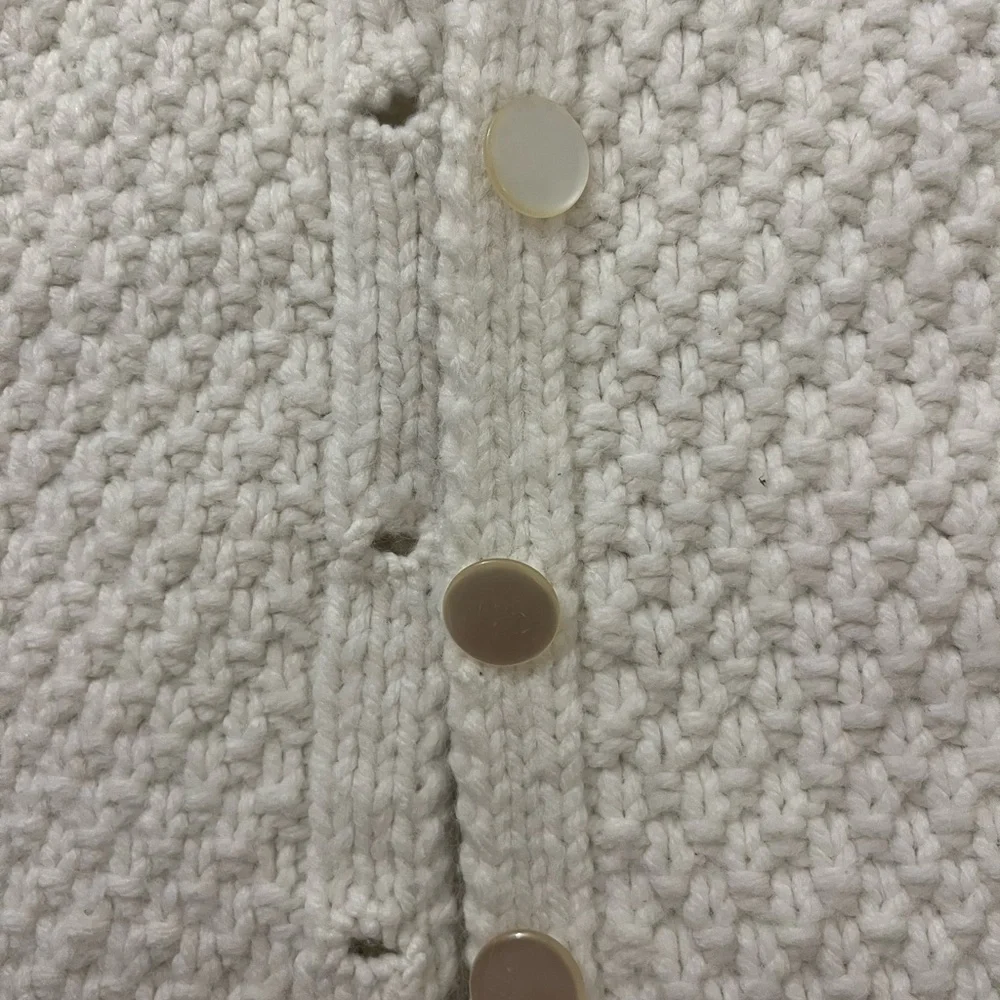 Cream Knit Button-Front Kids Cardigan